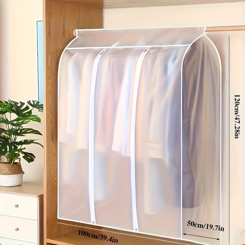 TEMU Translucent Three-dimensional Peva And Moisture-proof, Office Suit Cover, Clothes Dust Cover, Hanging Clothes Bag, Suitable For Coat, Dress And Other Storage, Thickened And Washable