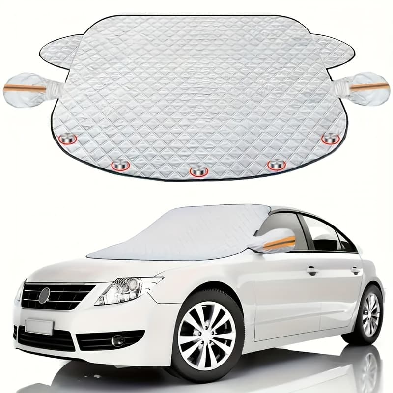 TEMU 1pc Car Snow Cover, Portable Car , Magnetic Fixing, Full Coverage, , Stable And Non-slip, Front Windshield Snow Protector, Snowproof, , Suitable For All , Car , With Night Reflective Warning