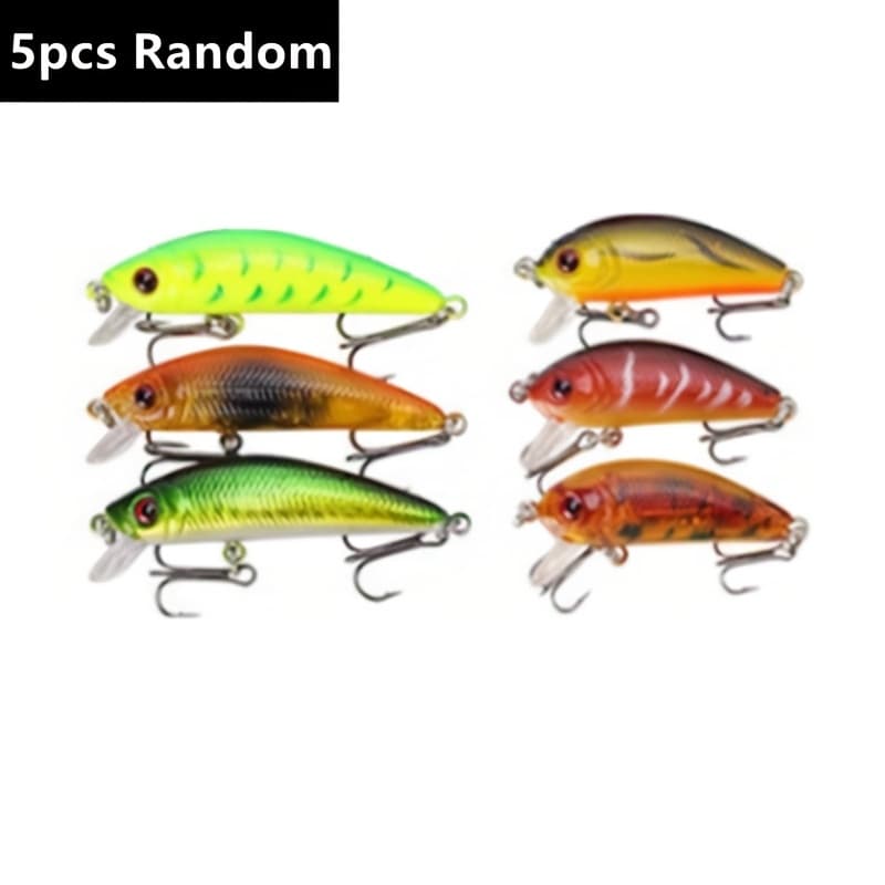 TEMU 5pcs Random Surface Lure Fishing Mixed Set - Durable Abs Realistic Bait, Suitable For Hunting And Fishing, Fishing Tackle