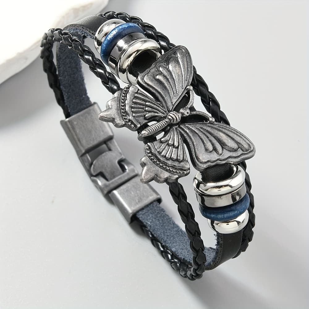 TEMU 1pc Bohemian Style Bead Faux Leather, Casual Unisex Gift