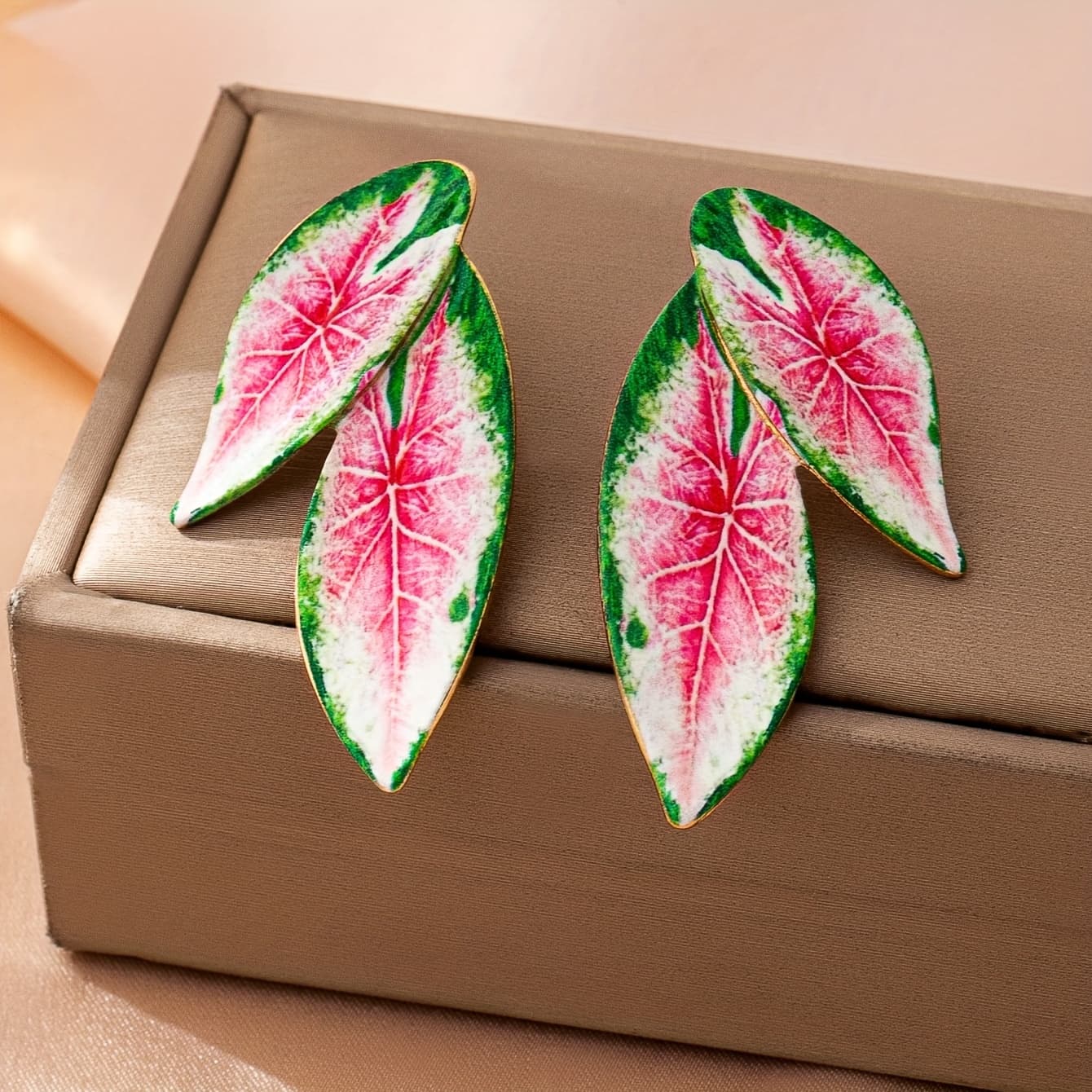 TEMU Western Style Individual Versatile Vibrant Women's Leaf Stud Earrings