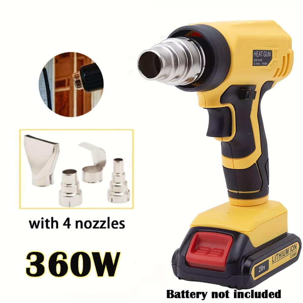 TEMU Cordless Heat Gun Hot Air Gun For 20v Max Li- W/4 Nozzles , , And Nozzle Set For Bending, , Plastic Drying, And Thawing, Design Thermostatic Protective Cover To Prevent