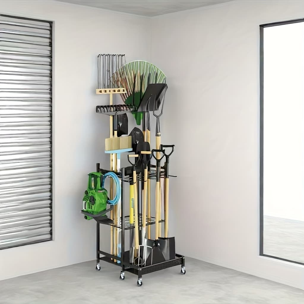TEMU Heavy-duty Mobile Garden Tool Organizer With Sliding Shelves & Storage - -terrain Wheeled Yard Tool Cabinet Suitable For Garage, Patio, Shed, Indoors/outdoors - ()