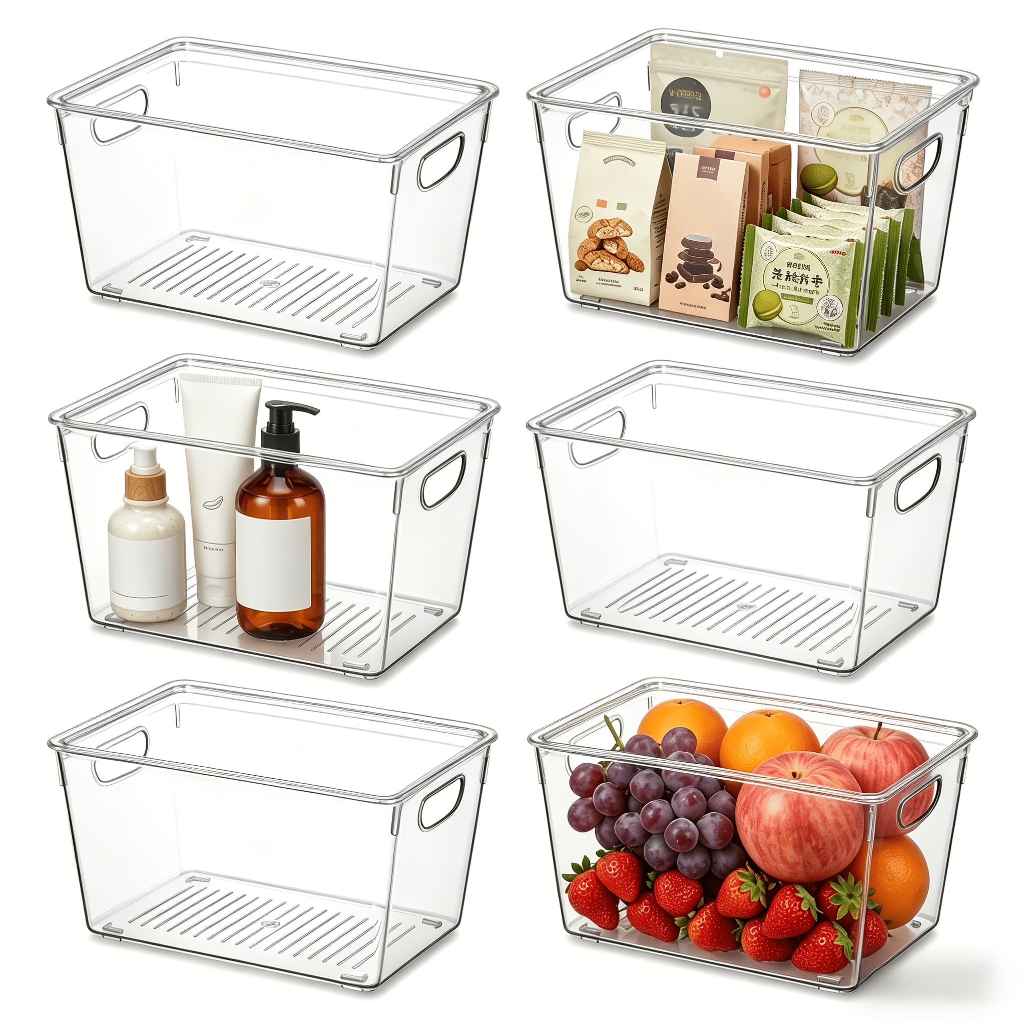 TEMU Clear Storage Bins With Lids Stackable - Large Plastic Containers For Pantry Organization And Storage - Perfect For Kitchen, Fridge, Laundry Room, Bathroom, Garage, Closet, Cabinet Organizer