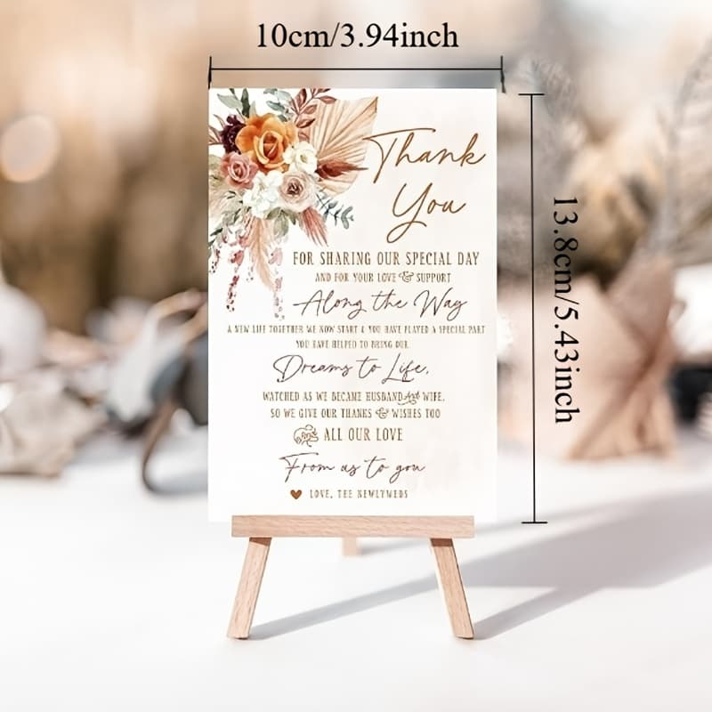 TEMU 50 Bohemian-style Orange And Terracotta Floral Wedding Thank-you Cards, Perfect As Table Centerpieces Or Wedding Reception Decorations. Each Pack Contains 50 Cards.