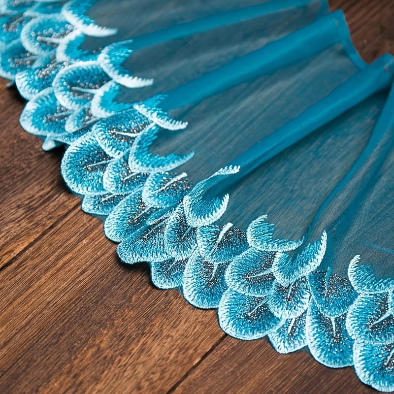 TEMU Embroidery Lace, 1yard/36inch*20cm Suitable For Curtains, Clothing Decoration, Evening Gowns, Perfect For Diy Dresses