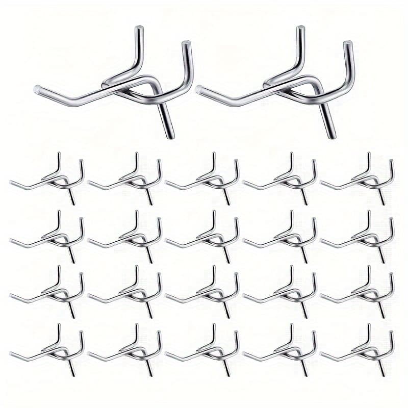 TEMU 20pcs 2" L-shaped Galvanized Metal Pegboard Hooks - Durable & Versatile For Hanging Tools, Jewelry & Crafts In Garages, Offices, Kitchens, Hooks For Hanging