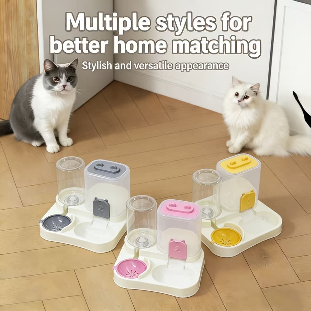 TEMU 2-in-1 Cat Food And Water Dispenser, Automatic Feeder And Water Fountain, Water Bottle