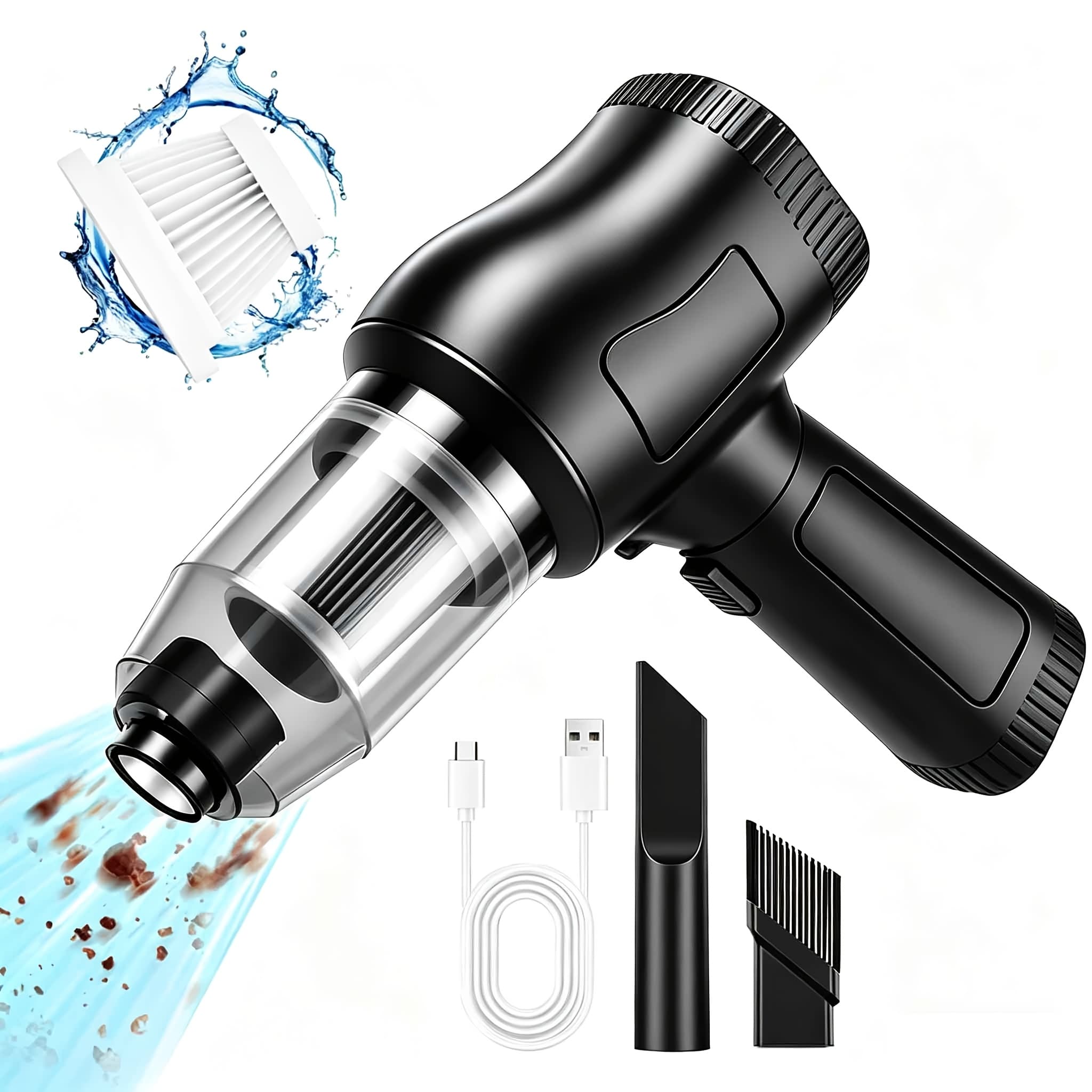 TEMU Rechargeable Handheld Vacuum Cleaner Suitable For Use - Powerful Portable Stick Vacuum With Flat Suction Nozzle, Low, Compact, - For Car And Household Cleaning, Cup Filter System