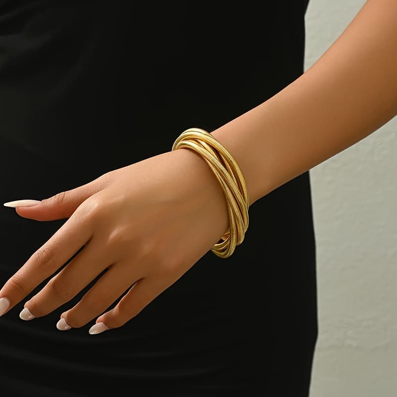 TEMU Chic Minimalist Geometric Cuff Bracelet For Women - Versatile Iron Bangle For Everyday & Party Wear
