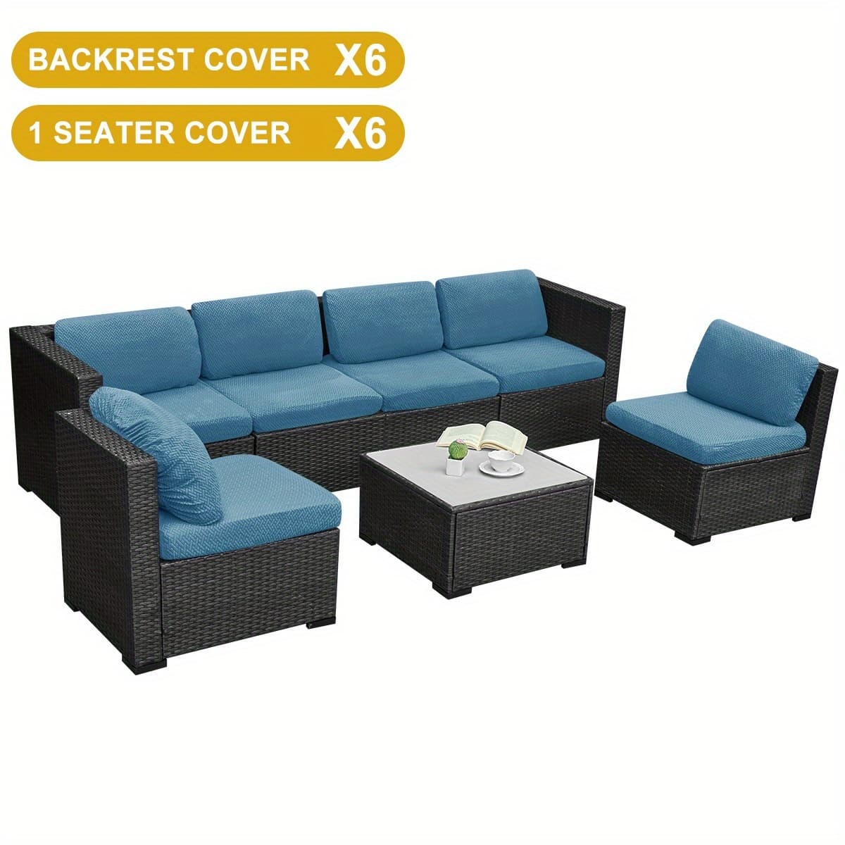TEMU 12/14pcs T-type Jacquard Outdoor Sofa Cushion Cover Set, Backrest Cover + Seat Cushion Cover