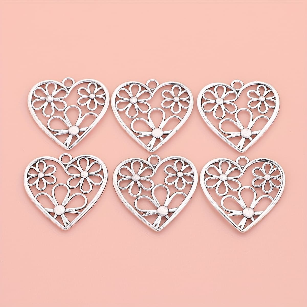TEMU 10pcs Romantic Pendant Double-sided Antique Silvery Alloy Accessories For Bracelets, Necklaces, Earrings, Keychains, Beadwork, And Sewing Crafts – Making Supplies &