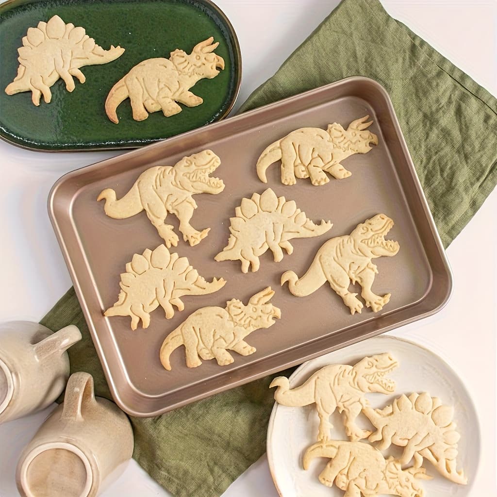 TEMU 3 Dinosaur Cookie Molds, Creative Stamp Molds, Clay Relief Molds, Dinosaur Cookie Embossers, Kitchen Baking Tools, For Diy Baking Cake And Chocolate Decoration