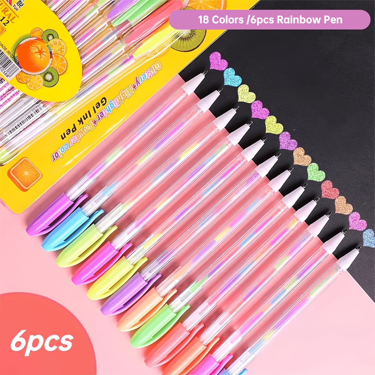 TEMU Neon Gel Pen Set With 18 Colors, 1.2mm Shimmer Ink, Vibrant Mixed Colors, Smooth Writing, Suitable For Journaling, Greeting Cards, Crafts, Scrapbooking, Painting, Notes, And Art Projects