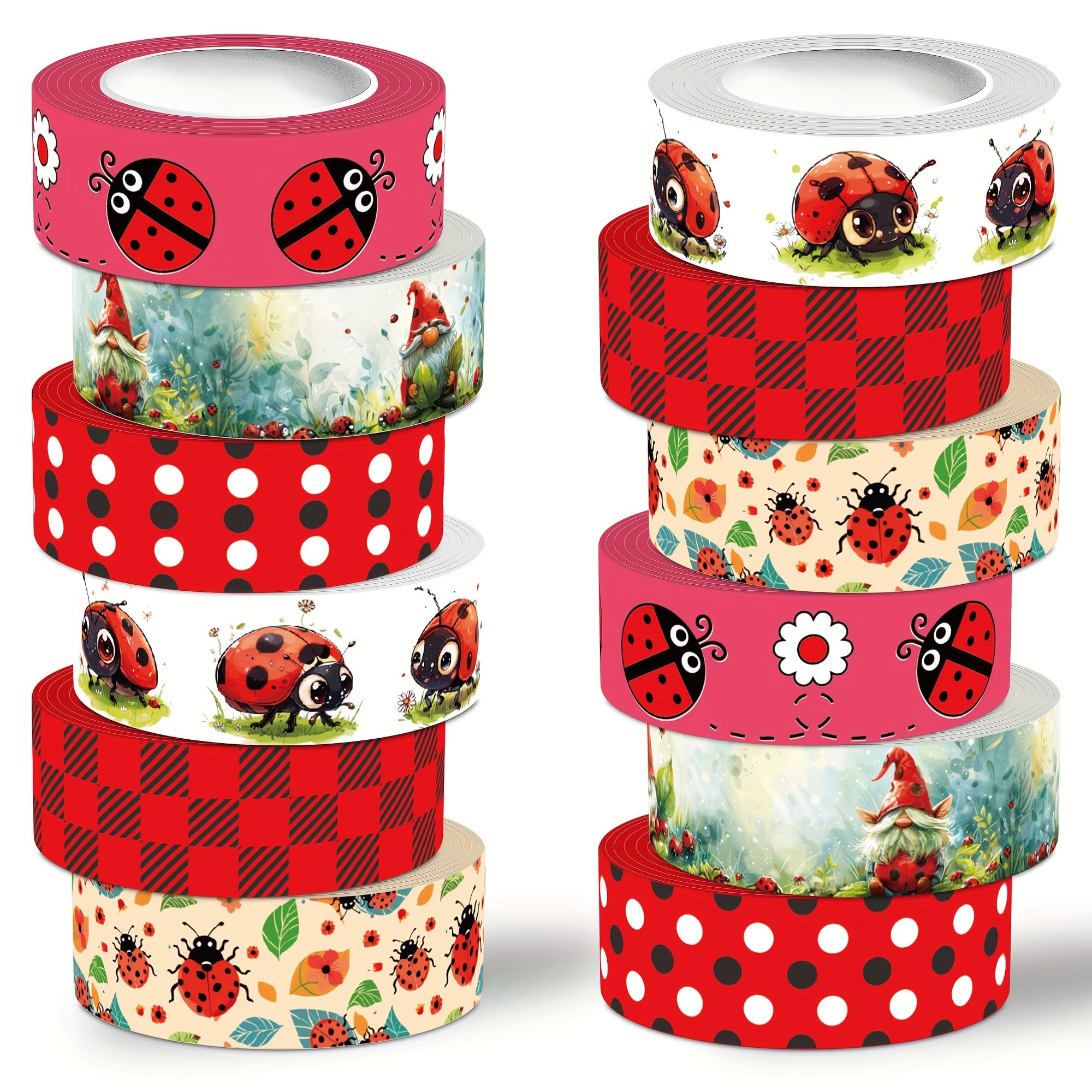 TEMU Ladybug Style Washi Tape Set, 12 Rolls Of Decorative Tape, Washi Tape For Note Taking Supplies, Scrapbooking, Diy Crafts, Gift Wrapping