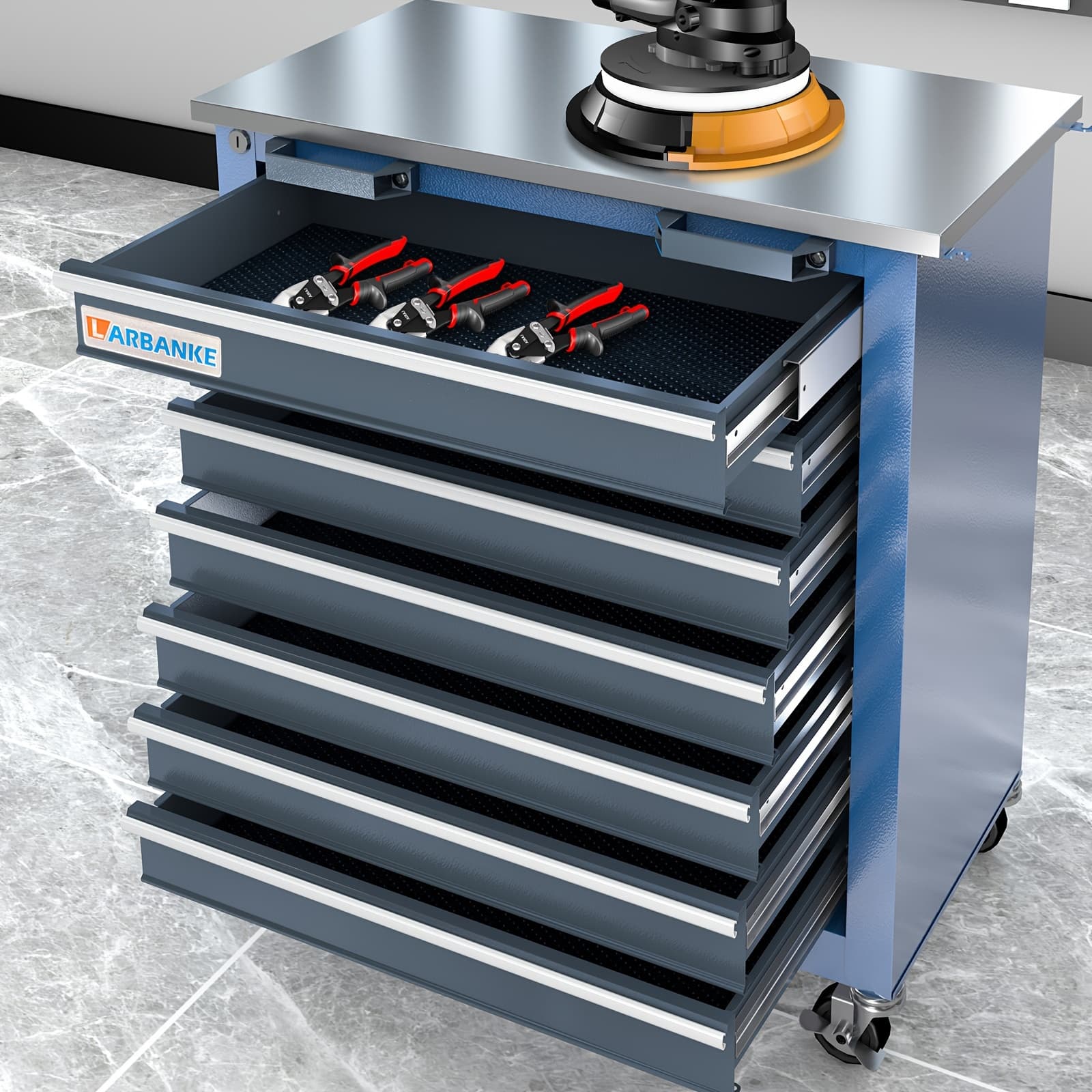 TEMU (7 Drawers) Rolling Tool Chest, Tool Storage Cabinet With Lock System, Toolbox With 4 Wheels, Suitable For Garages And , Storing Tools Them More And Easy To Store