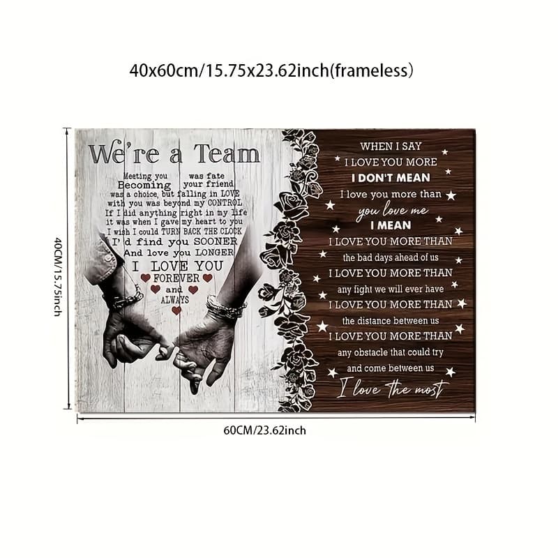 TEMU 2d Flat, 2d Flat, Personalized Couple Poster A Team When I Couple Gift, Gift For Him, Gift For Her, Funny For Couple Lover Husband Wife Poster Canvas No Framed
