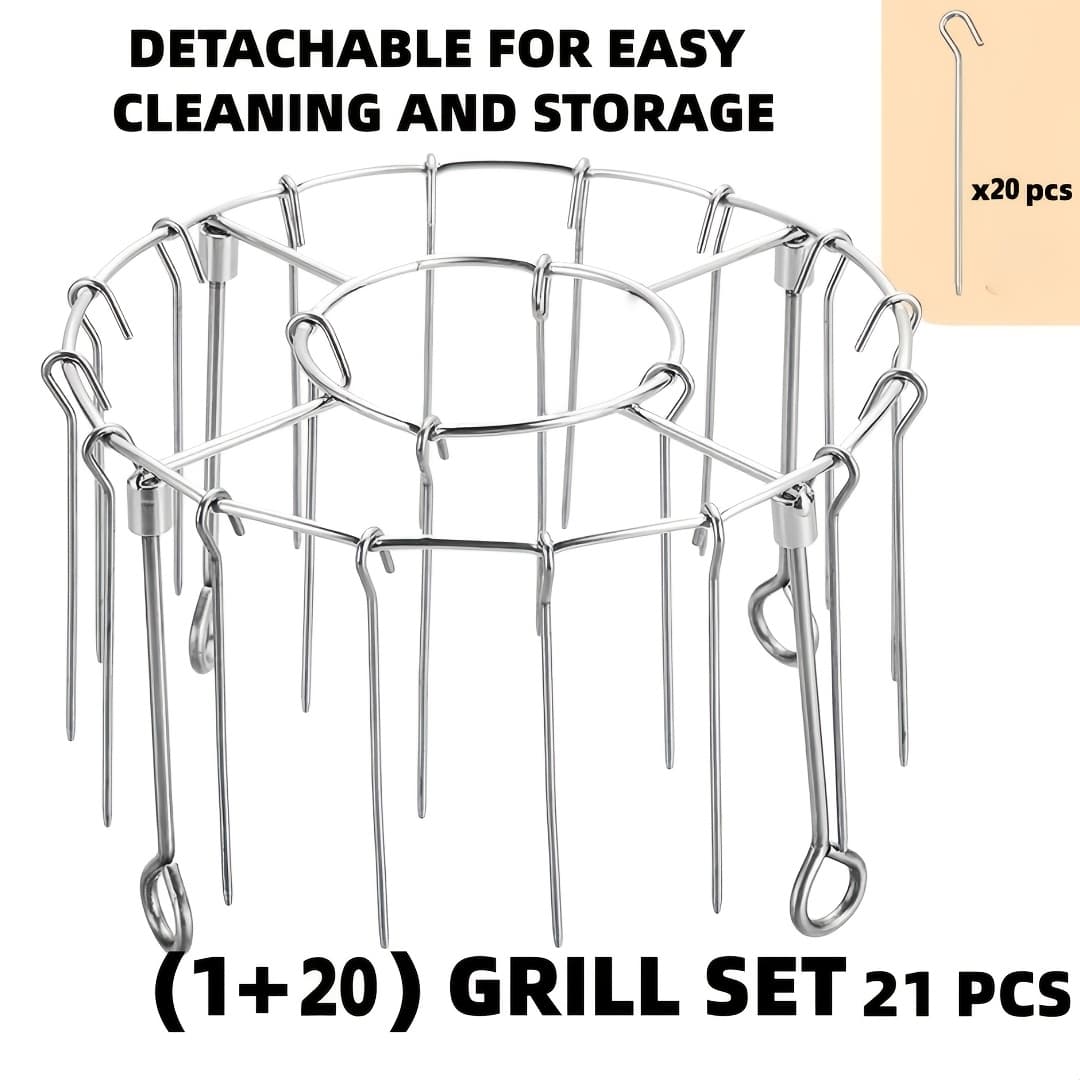TEMU 304 Stainless Steel For Air Fryer+12-23 Strings, Suitable For 3qt-6qt Air Fryer Ovens, Essential For Kitchen And Outdoor Grilling, Heated And Non , Suitable For Meat And Vegetable Grilling