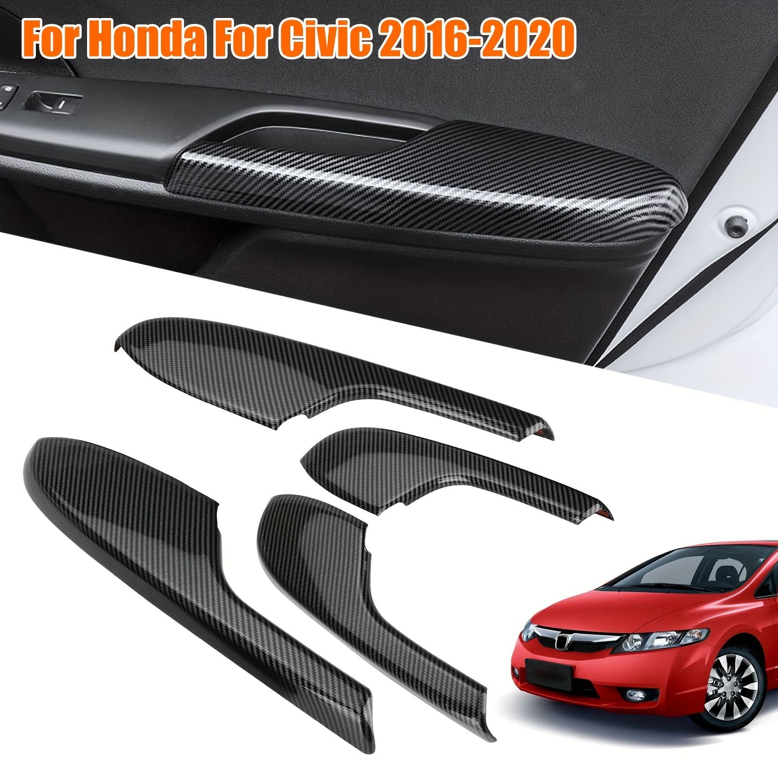 TEMU Self-adhesive Carbon Fiber Armrest Cover, Interior Door Armrest Panel Trim For 2016-2020 - Protect Against Wear
