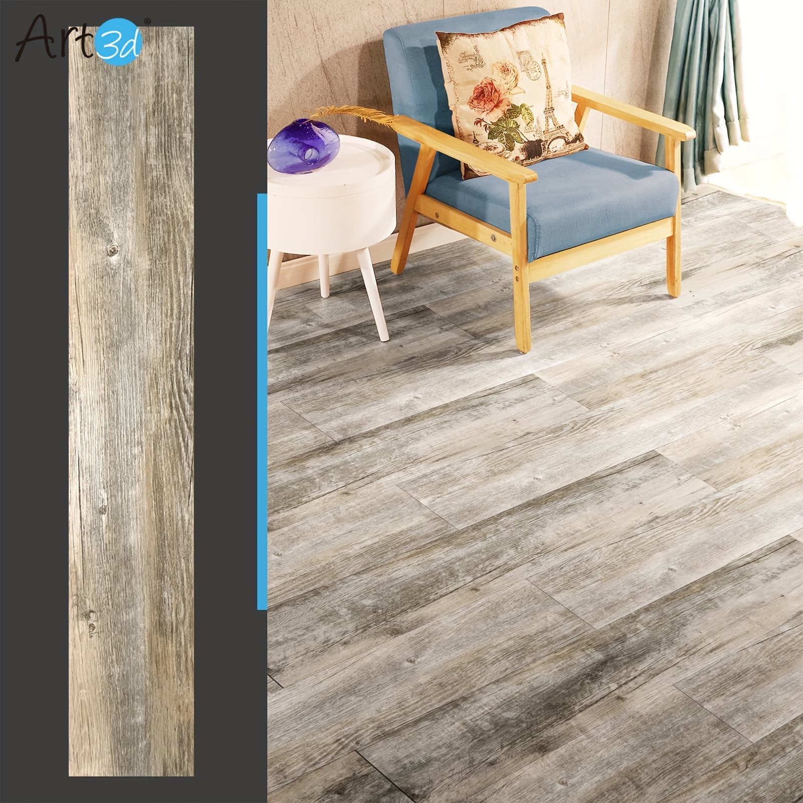 TEMU Art3d 36-pack Self-adhesive Flooring Tiles, 36" X 6" X 0.06" Luxury Vinyl Plank, , 54 /case