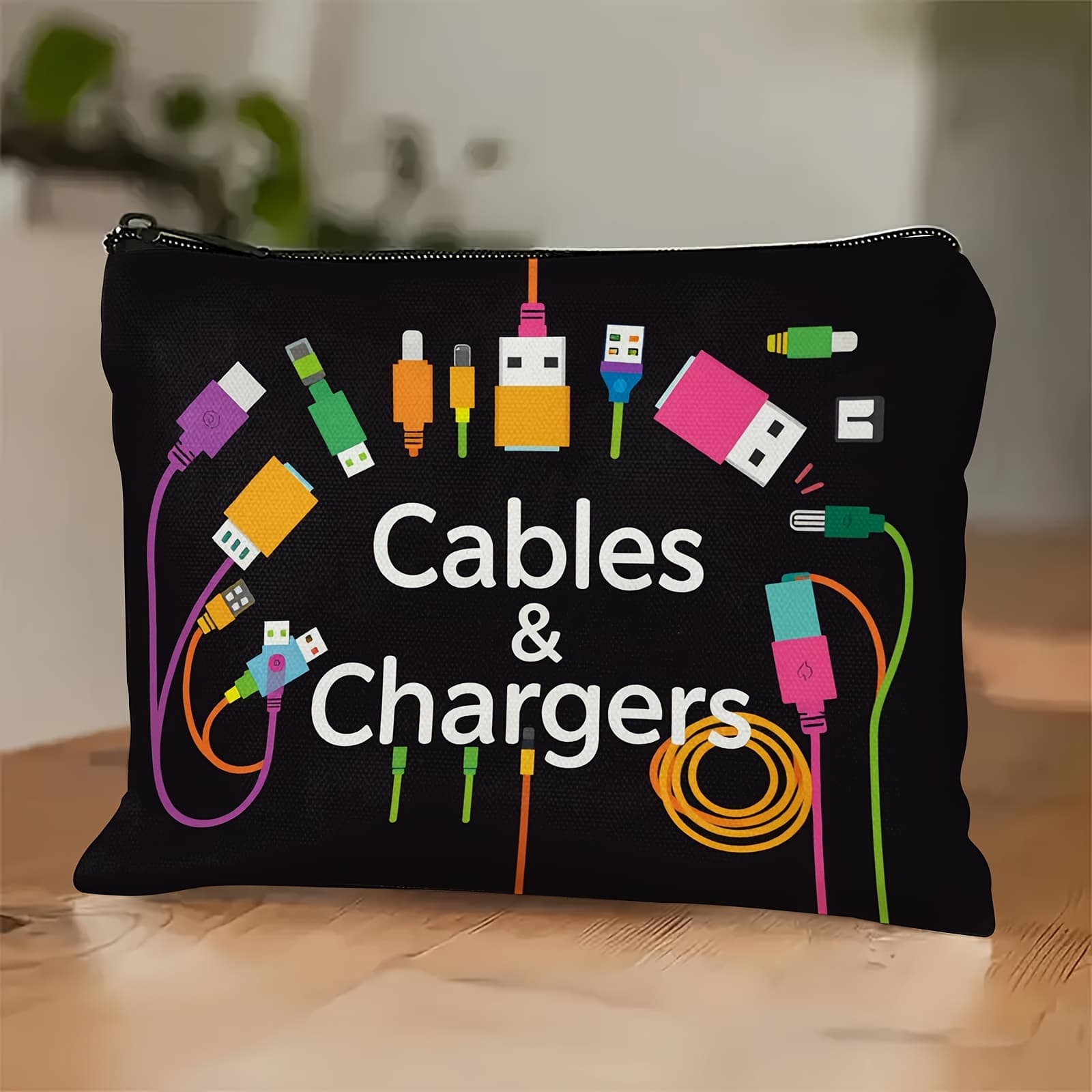 TEMU Mysterious And Colorful Charger Storage Bag Case Accessory Pouch, Travel Accessory Bag, Charger Pouch, Funny Travel Pouch, Travel Bag, Electronic Bag Cable And Power Bank Charger Bag