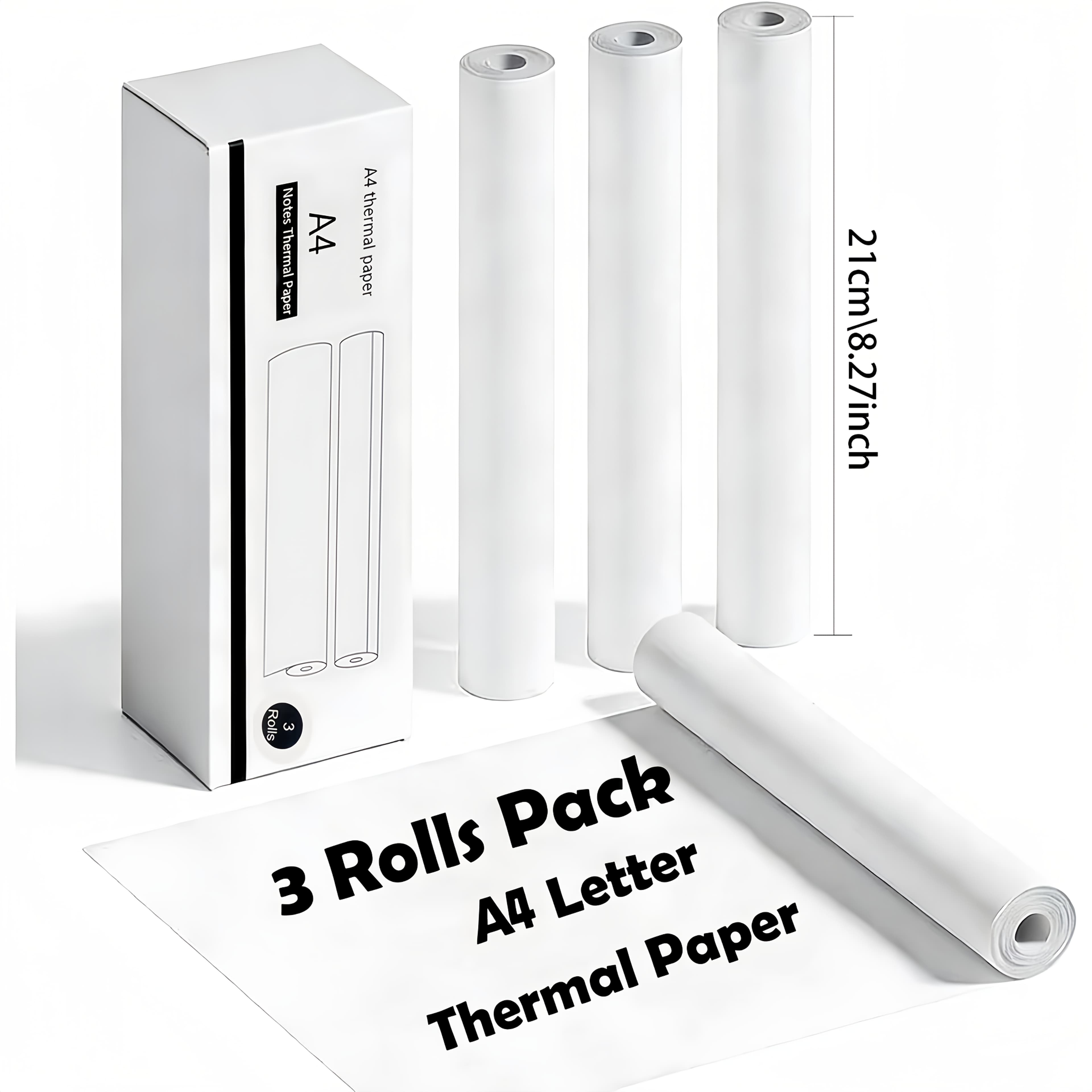 TEMU A4 Thermal Printer Paper, 3/6 Roll A4 Width Paper, For Portable Printer, Quick Dry Long Time Storage Continuous Paper Roll Thermal Paper