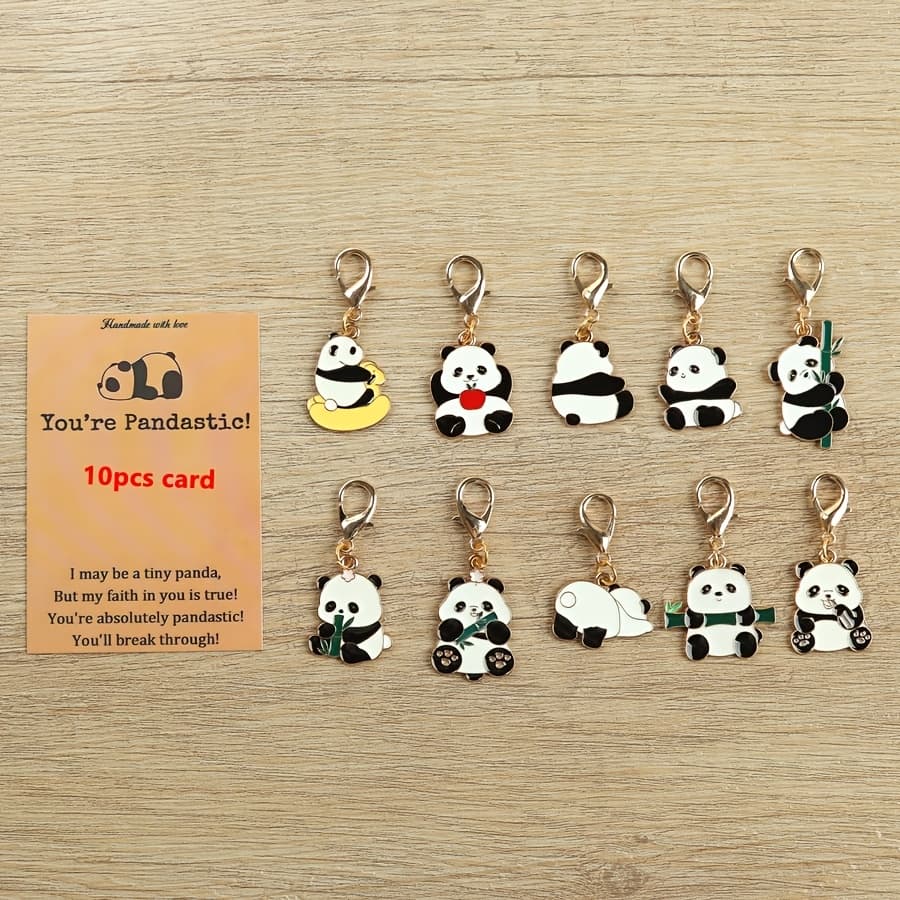 TEMU 10pcs Cute Panda Keychain Set With "you're !" Card - Small Pocket Hug Token, Alloy, Perfect For Birthdays & Isolation Gifts, Ideal For , Isolation Gift | Design | Durable Keychain