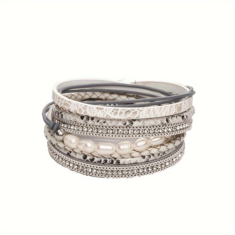 TEMU Leather Wrap Bracelet For Women Cuff Bracelets With Clasp Jewelry For Birthday Holiday Gift