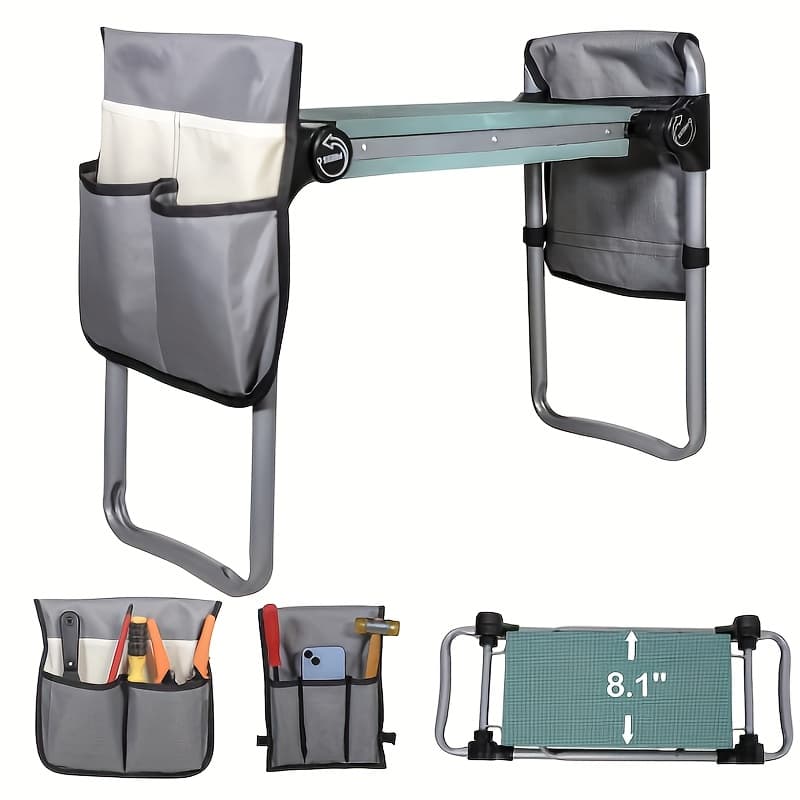TEMU Widen Upgrade Garden Kneeler Seat Garden Stools Bench With 2 Tool Pouches, Green