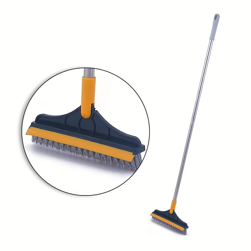 TEMU 1pc Proclean Adjustable Long-handle Bathroom Floor Brush With Angled Bristles, Plastic Material, Uncharged , Ideal For Hotel And Commercial Use