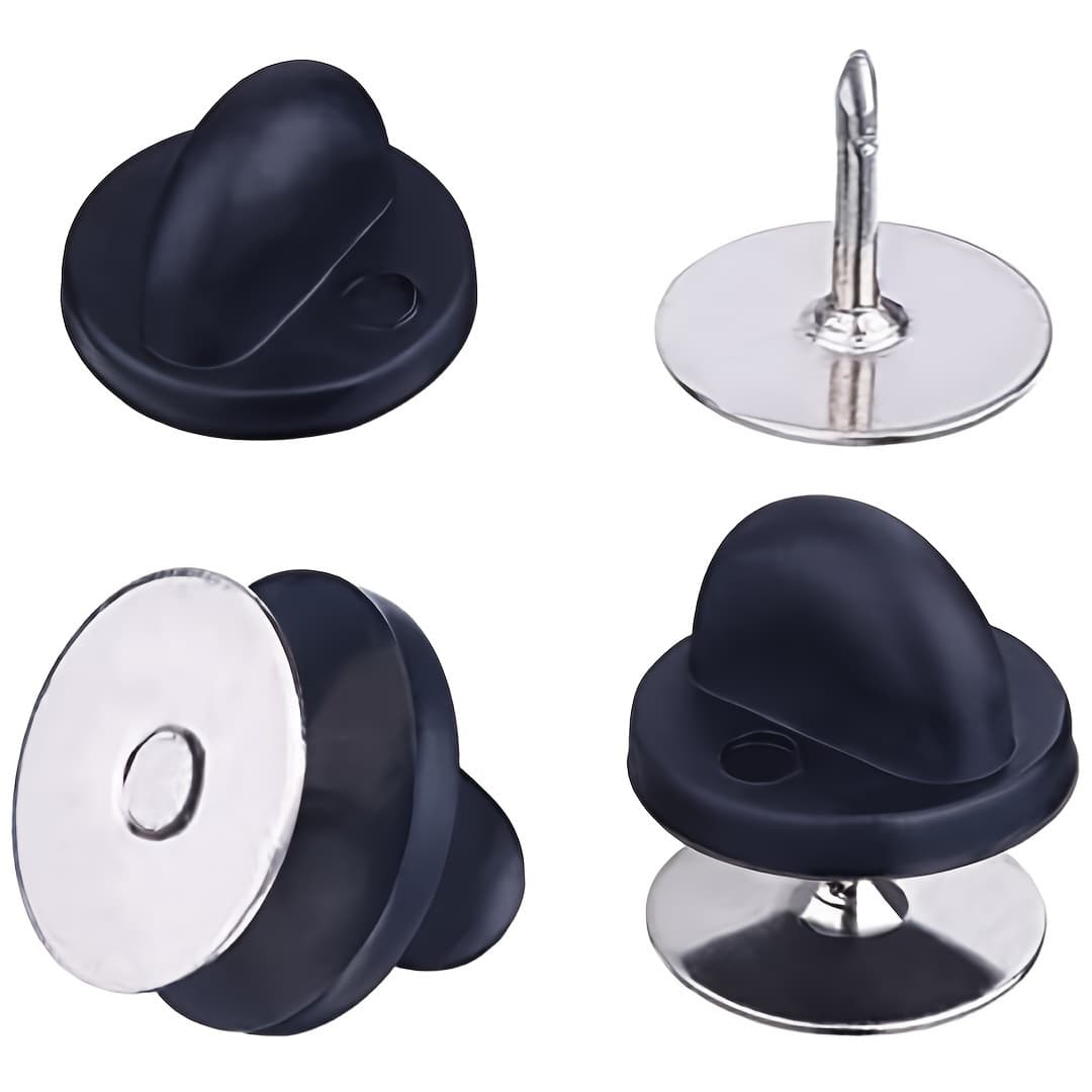 TEMU 40pairs Rubber Blank Pin Backs Clutch Backings Holder Tie Tacks Keepers Replacement With 9mm Length 10mm Width Lapel Enamel Pins For Craft Making