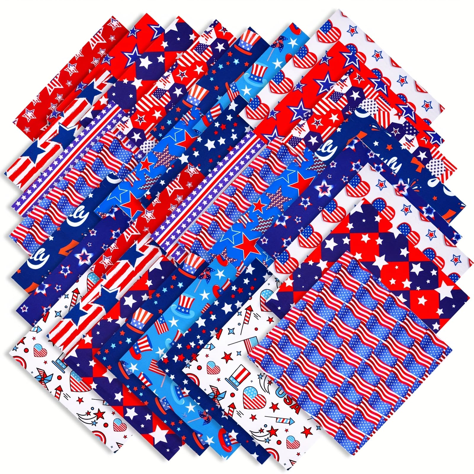 TEMU A Set Of 60pcs Of 10 X 10 Inch Featuring , Perfect For Quilting And Crafting For The And Memorial Day, Showcasing American Flag And Star Patterns