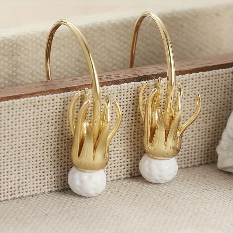 TEMU Creative Vintage Bohemian Style Golden Color Earring For Women Elegant Italian Jewelry