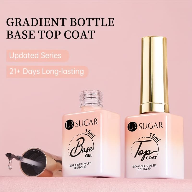 TEMU Ur Sugar 15ml 2pcs Base For Gel Polish Semi-permanent Soak Off Fiber Rubber Base Led Permanent Functional Gel