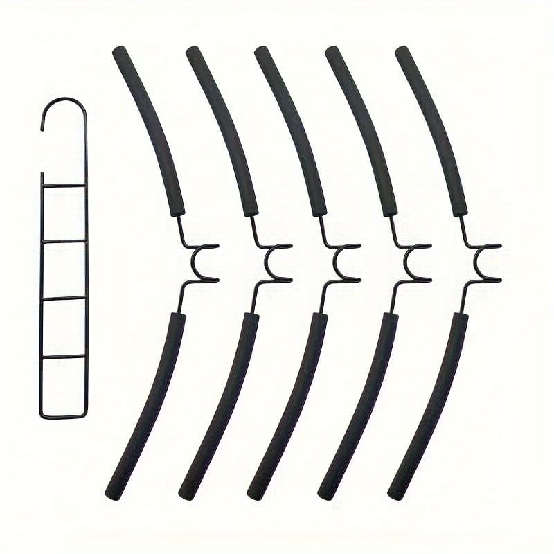 TEMU Space-saving 5-layer Magic Hanger - Non-slip, Foldable Metal Clothes Organizer For Dorms & Wardrobes