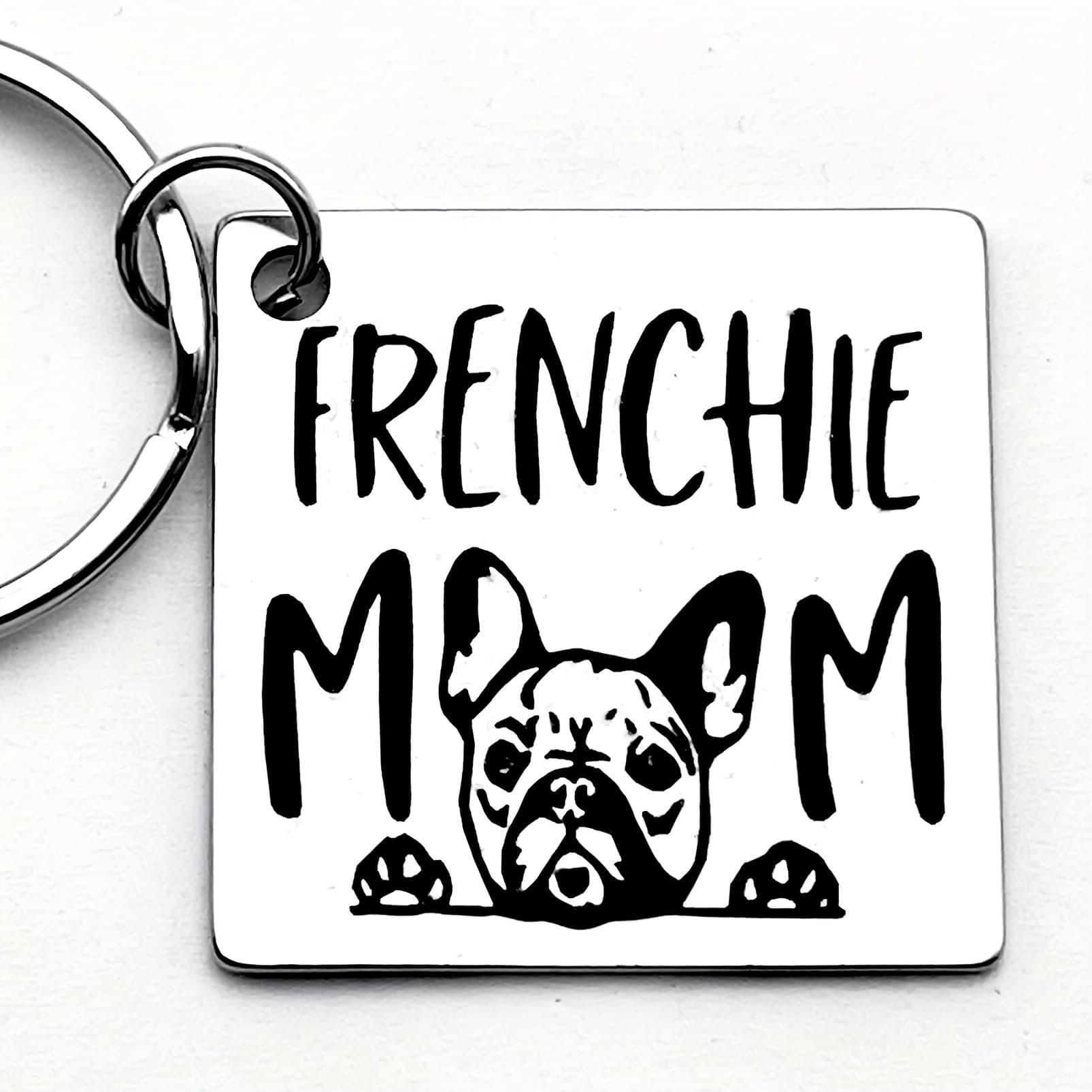 TEMU A Stainless Steel Keychain For French Bulldog Enthusiasts Featuring A "frenchie Mom" Design, Perfect As A Trendy And Fun Gift Accessory For Occasions Like And Christmas