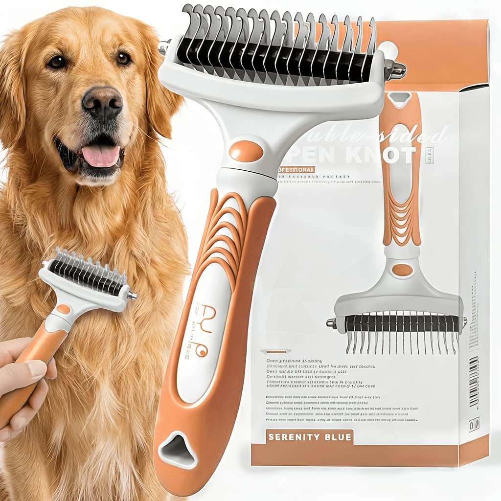 TEMU Pet Grooming Brush - Double-sided, Extra-wide, Suitable For Cats And Dogs - Undercoat Brush, Reduces Shedding By 95% - Dog Undercoat Grooming Tool | Deshedding And Hair Removal Tool