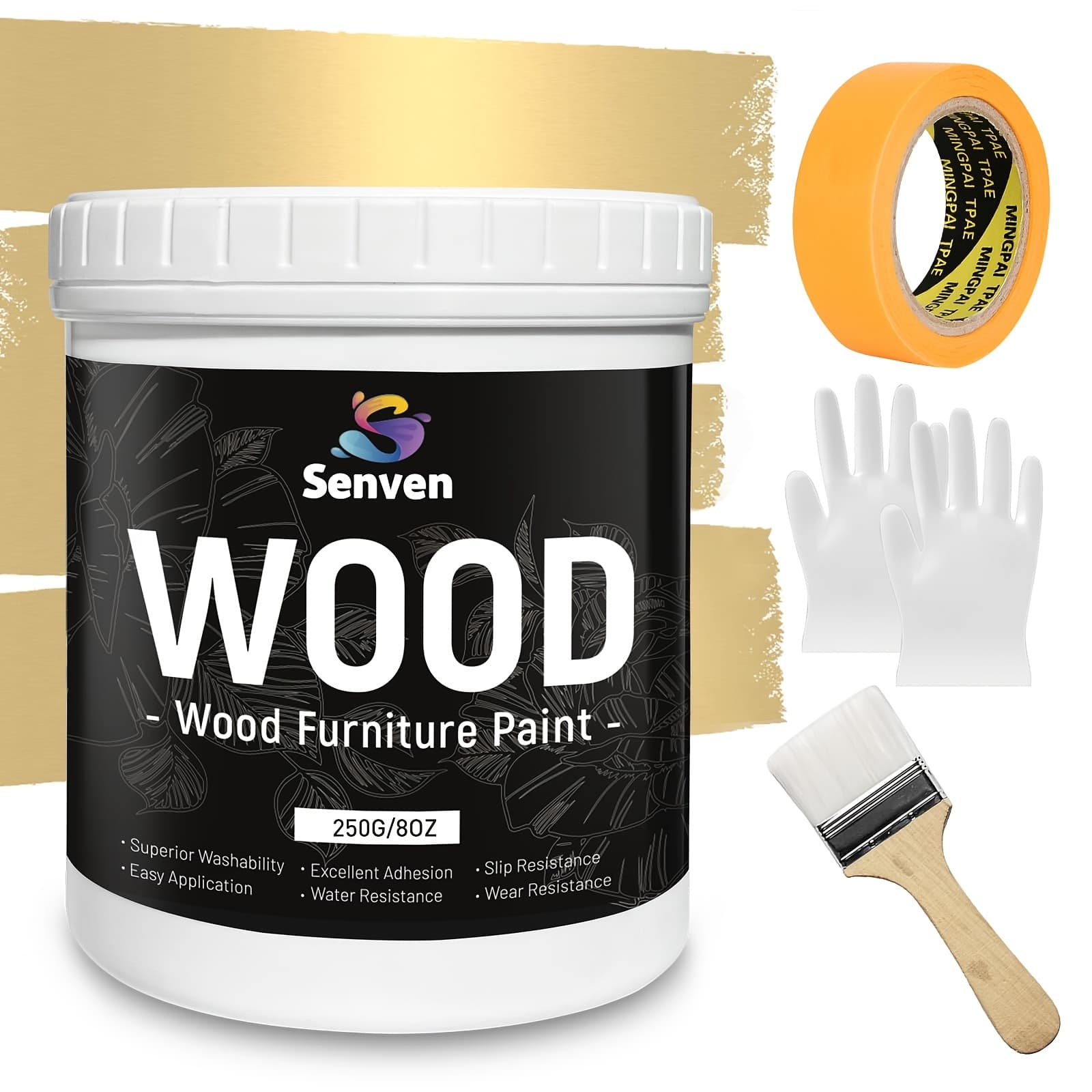 TEMU 8oz Metallic Acrylic Paint Antique Paint Kit For Wood, Metal, Arts, Crafts, Canvas, Furniture, Wall, Diy, Wood Cabinets, Home Decor Shiny Metallic Finish, Golden, Black, Brown