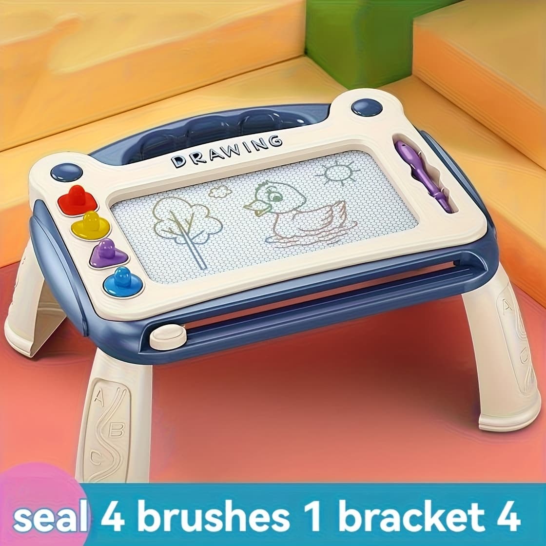 TEMU Magnetic Drawing Board, Early Learning Educational Toys, Birthday Gifts For Boys And Girls, Christmas And Halloween Gifts (4 Stamps + 1 Paintbrush + 4 Stands)