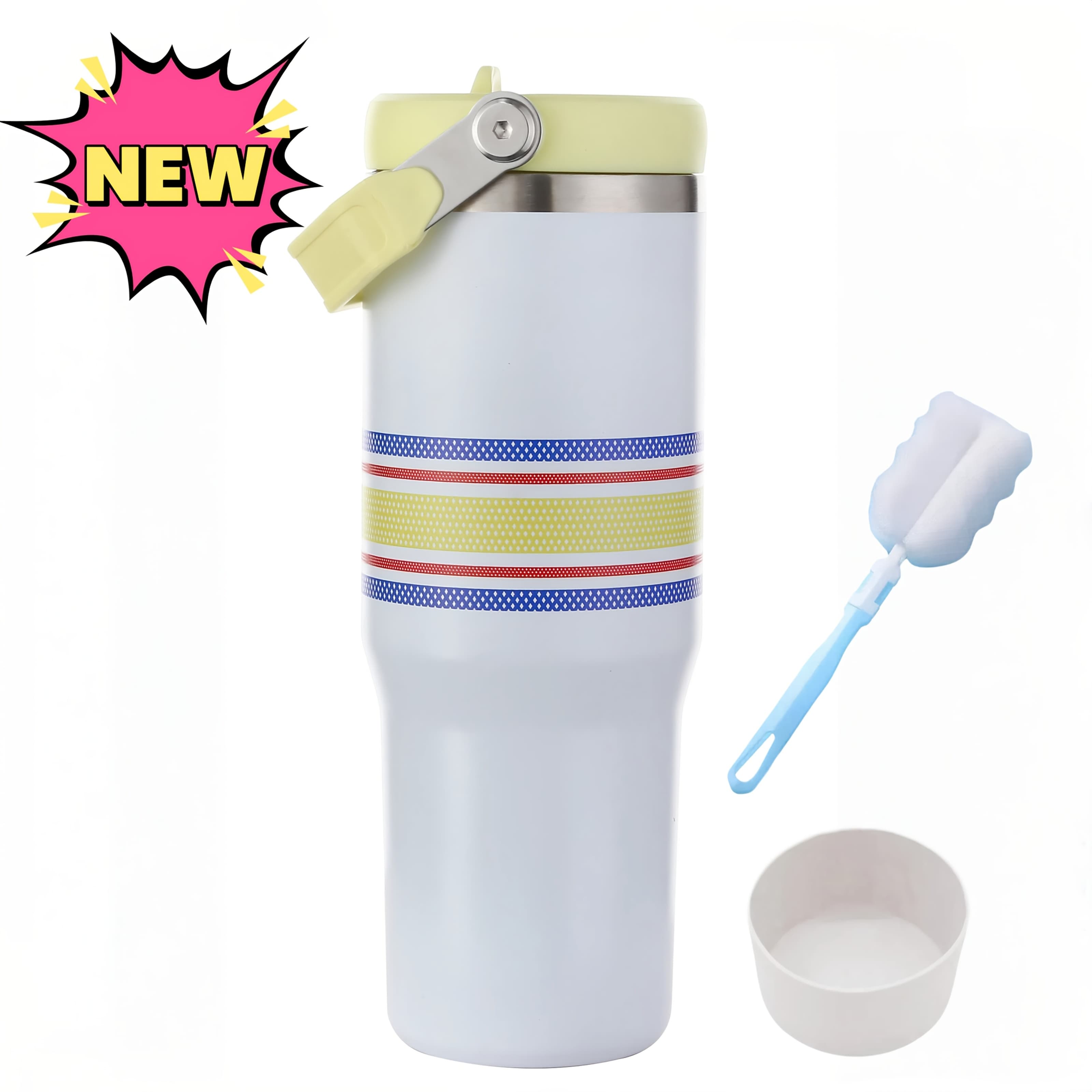 TEMU Christmas- Edition 30oz Large Capacity Stainless Steel Vacuum Insulated - Leakproof Portable With Straw & Handle, Hot/cold Travel Water Suitable For , Ideal Holiday Gift For Coffee, Tea, Juice