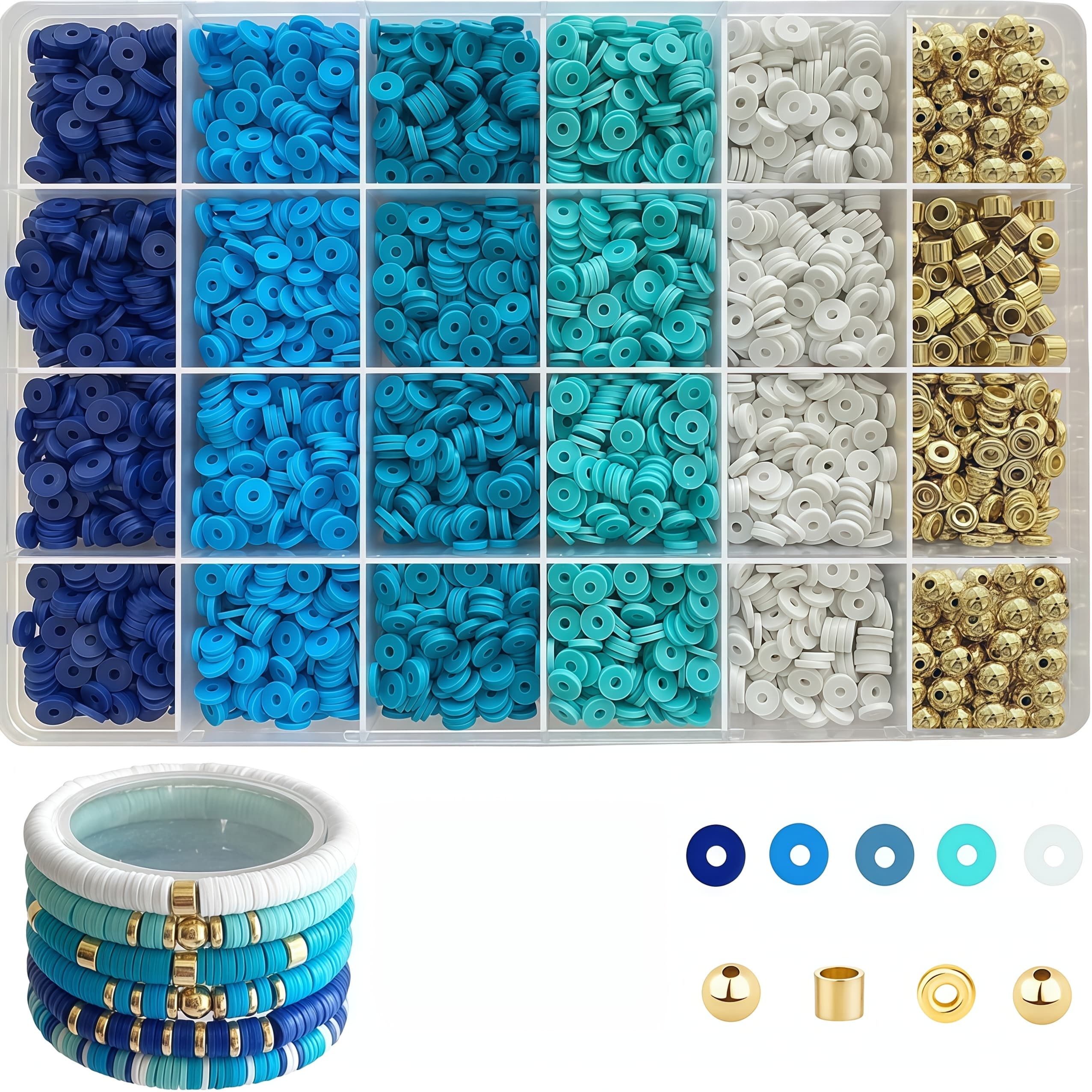 TEMU 4280pcs Of Blue Polymer Clay Beads, 6mm Blue Blackstone Friendship Bracelet Beads For Jewelry Making Kits Such As Bracelets And Necklaces