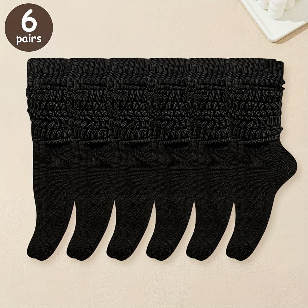 TEMU 6 Pairs Women's Mid-calf Socks Thick Thermal Calf Socks Cute Long Loose Slouch Socks Spring Autumn Winter Warm