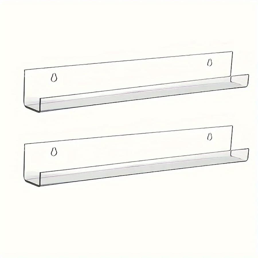 TEMU 2/ 4pcs Clear Acrylic Wall-mounted Record Shelves - , Space-saving Storage For Vinyl Records, Nail Polish, Perfume, Magazines & Small Collectibles, Durable Acrylic Material, , Perfect For Home