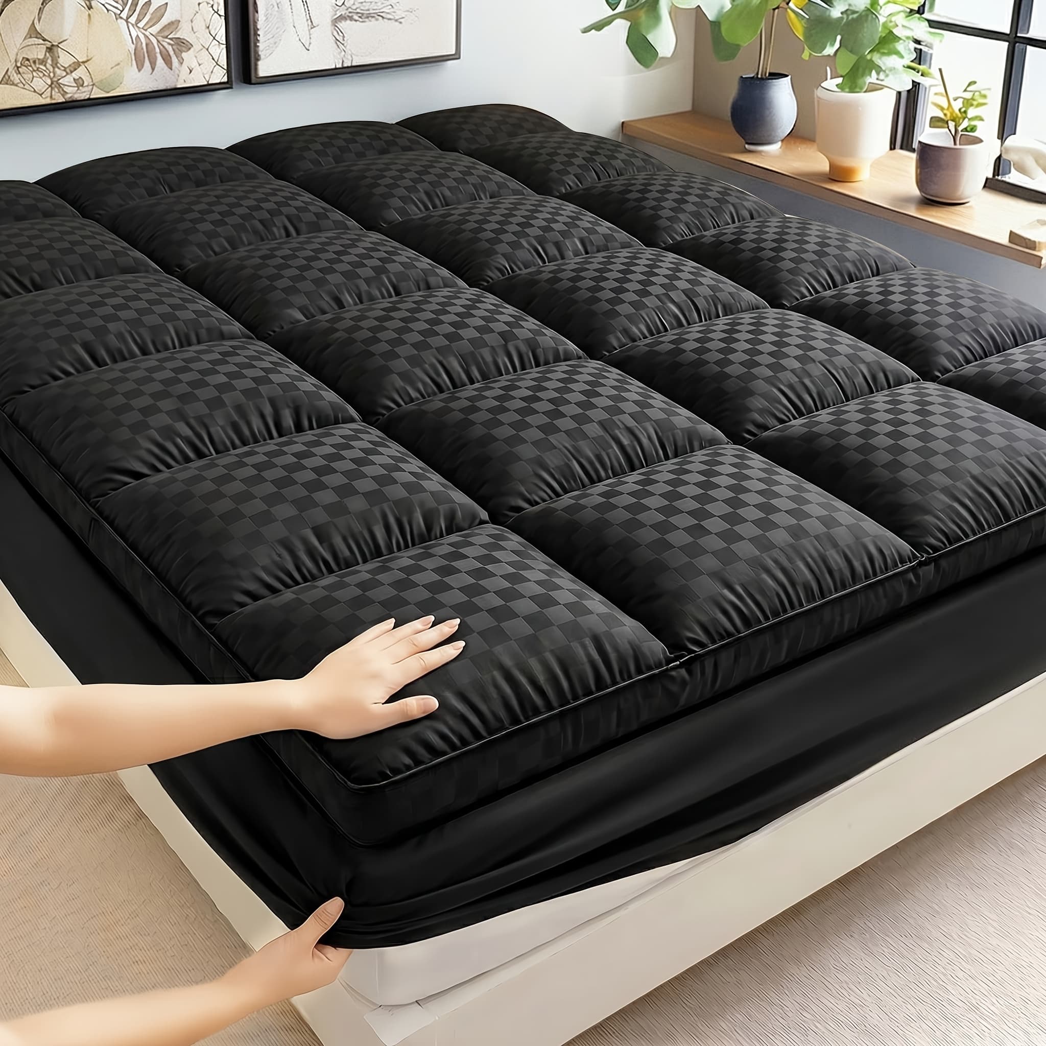 TEMU Mattress Pad, Soft Mattress Protector, Quilting Technology, Machine Washable, Strong And Wear-resistant, Easy To Clean, Stretched Into 8-12 Inch Deep Pockets, Enhancing Bed