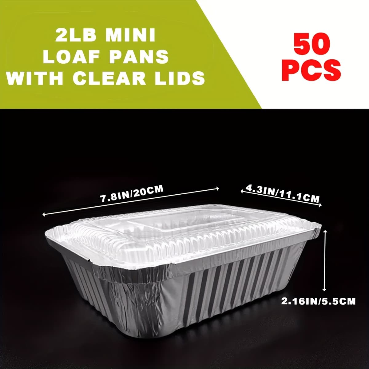 TEMU 50pcs Aluminum Foil Pans With Lids 8x4 Inches - Tin Foil Pans With High Heat Conductivity - Disposable Aluminum Tray Cookware For Baking, Grilling, Cooking, Storing, Prepping