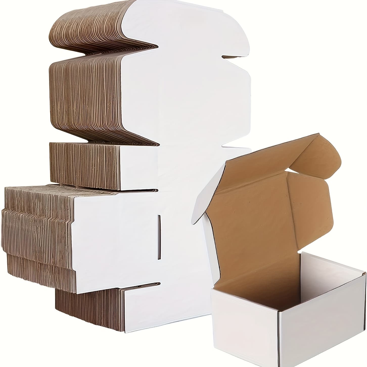 TEMU White Corrugated Shipping Box 6x4x3 Inches - Durable Paper Packaging For Secure Shipping, Easy To Seal And Lightweight