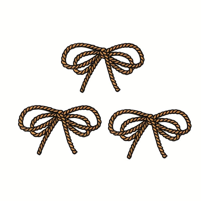 TEMU 3pcs Rope-shaped Embroidered Bow Tie Cloth Patches, Hot Melt Adhesive Embroidered Patch Patches, Embroidered Cloth Patches