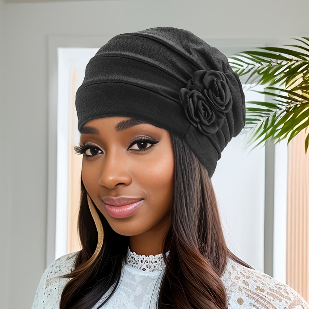 TEMU Solid Color Turban Hair Caps Headwear Beanies Chemo Hat Comfortable Sleep Hats