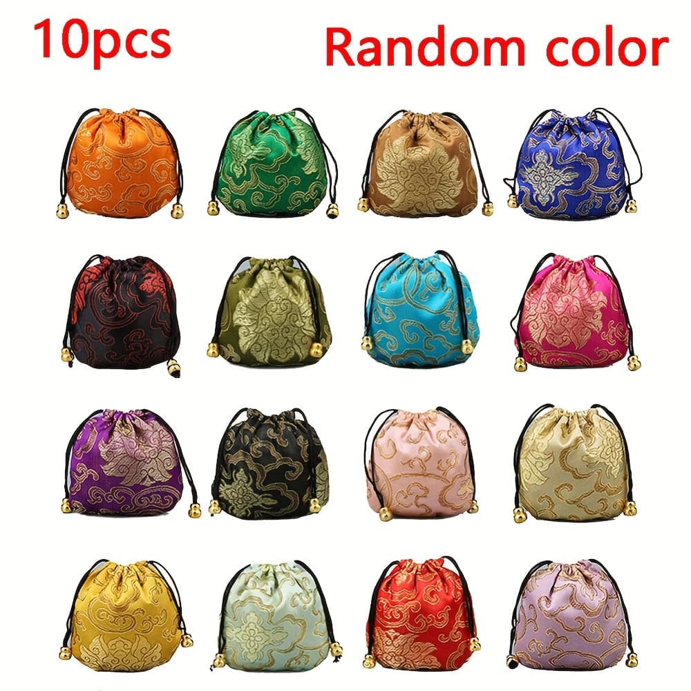 TEMU Gift For Her/him 10pcs, Random Color Cloud Embroidery Gift Bag, Drawstring Bag, Suitable For Beads, Bracelets And Small Gifts, Hanging Jewelry Storage Bag, Dustproof Storage Bag