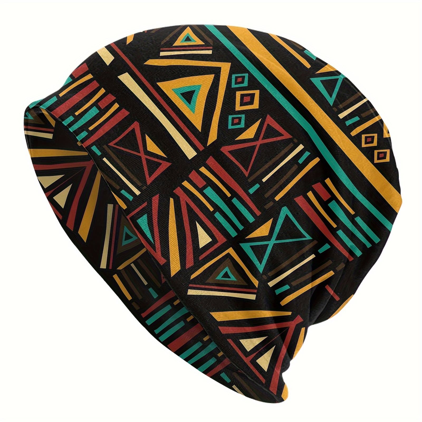 TEMU Colorful African Tribal Beanies Geometric Shape Beanie Thin Hats For Unisex Worm Bonnet